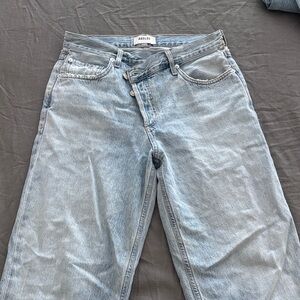 Agolde Criss Cross Faded Blue Denim Jeans